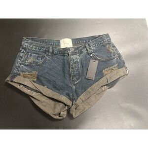 One Teaspoon NWT Bandits Low Waist Denim Shorts in Fox Black in Size 31 MSRP $99